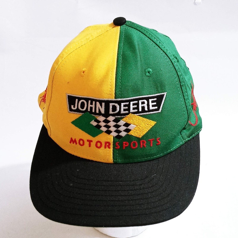 Vtg John Deere Motor Sports Tonkin Snapback Baseball Hat (hb2)